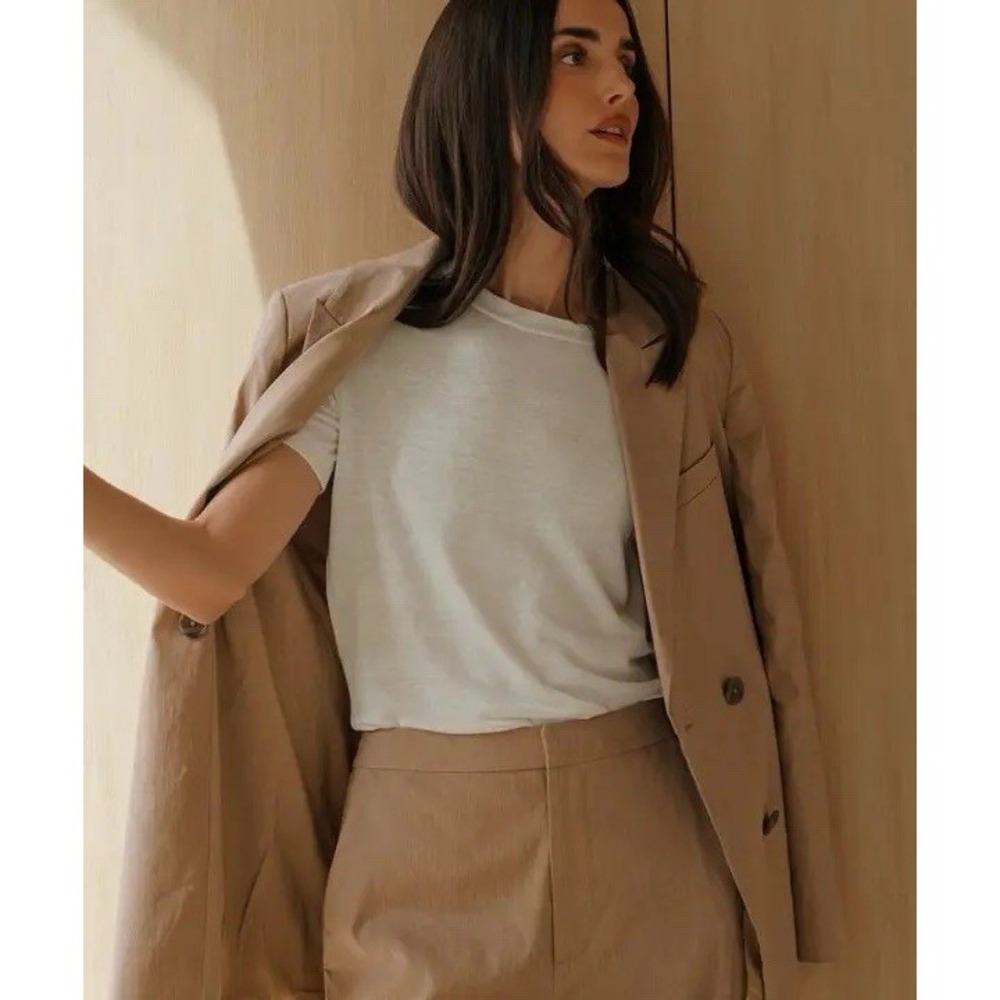 Jenni Kayne Keaton Blazer 4 S Khaki Linen Double Breasted Oversized Jacket NWT